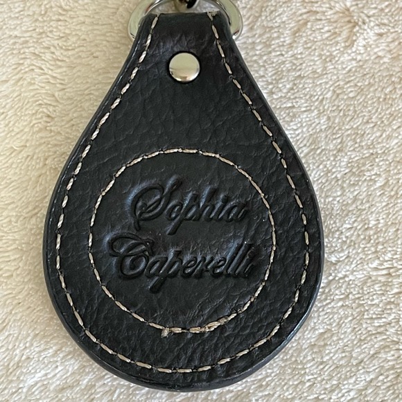 Sophia Caperelli Black Leather Belt Loop Purse Charm Clip Keychain - Picture 5 of 7